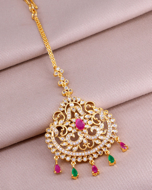 Glittering Ad Stone Maang Tikka For Brides INCHT369