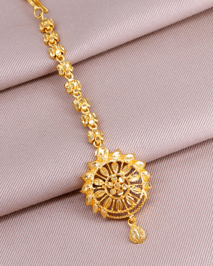 Latest Plain Gold Floral Maang Tikka INCHT426