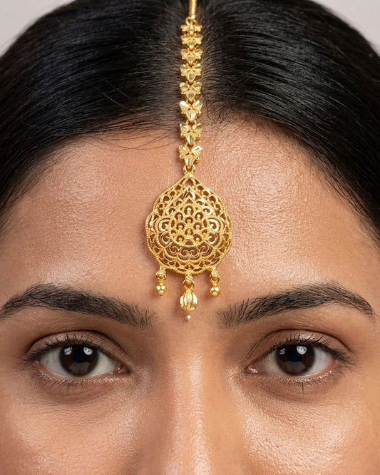 Plain Gold Imitation Maang Tikka INCHT430