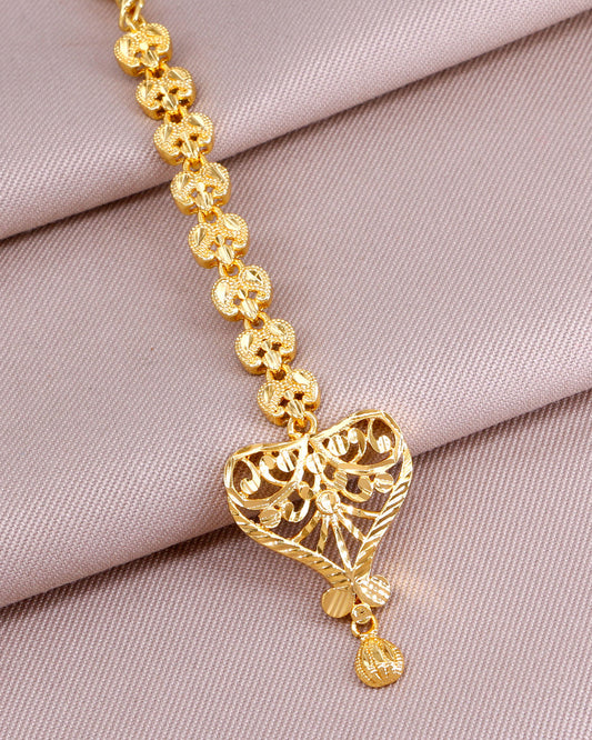 Heart Shaped Gold Maang Tikka INCHT437
