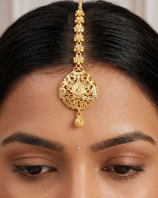 Real Gold Look Plain Maang Tikka INCHT438