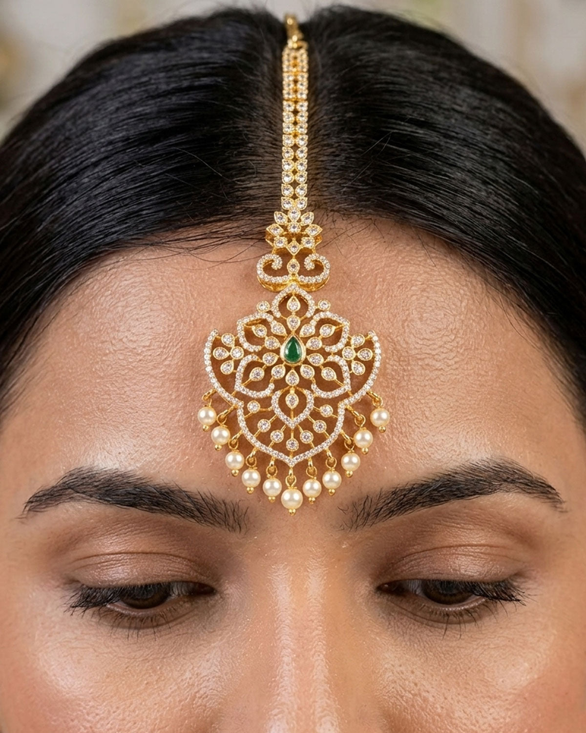 Attractive Gold Tone Diamond Maang Tikka INCHT445