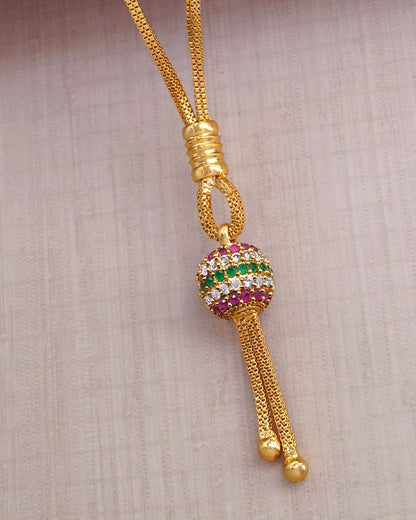 Multi Stone Ball Type Short Pendant Chain Daily Wear Jewelry