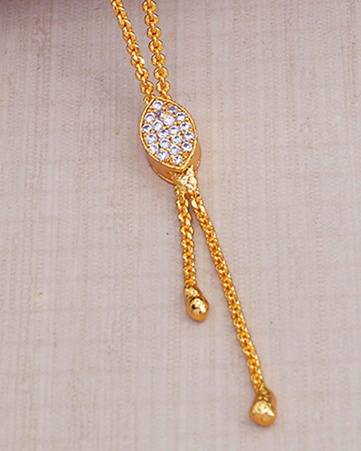 Regular Wear One Gram Gold Pendant Chain Stone Pattern