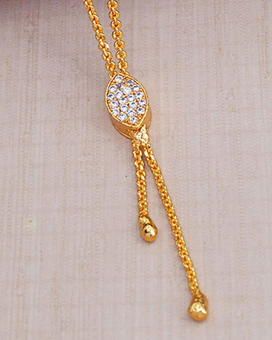 Regular Wear One Gram Gold Pendant Chain Stone Pattern