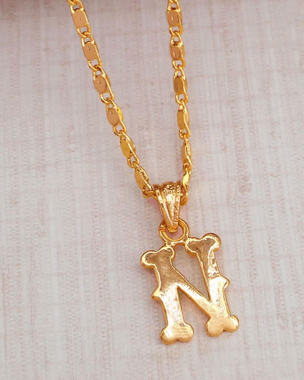 Alphabet N 1 Gram Gold Pendant Chain Shop Online