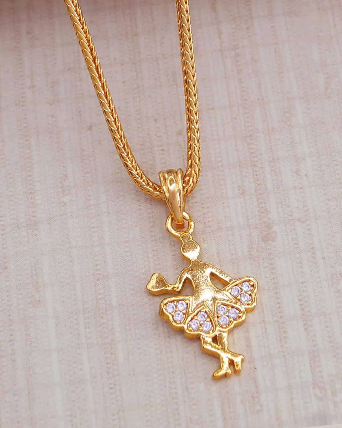 Latest Gold Covering Pendant Short Chain Fairygirl Design