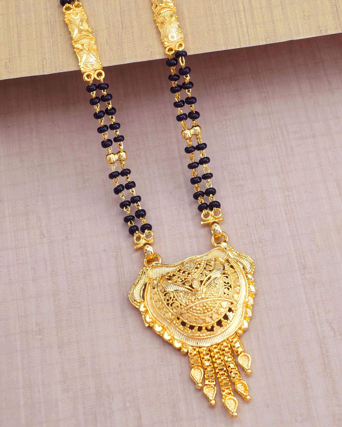 Traditional Gold Forming Short Mangalsutra 2 Line Design