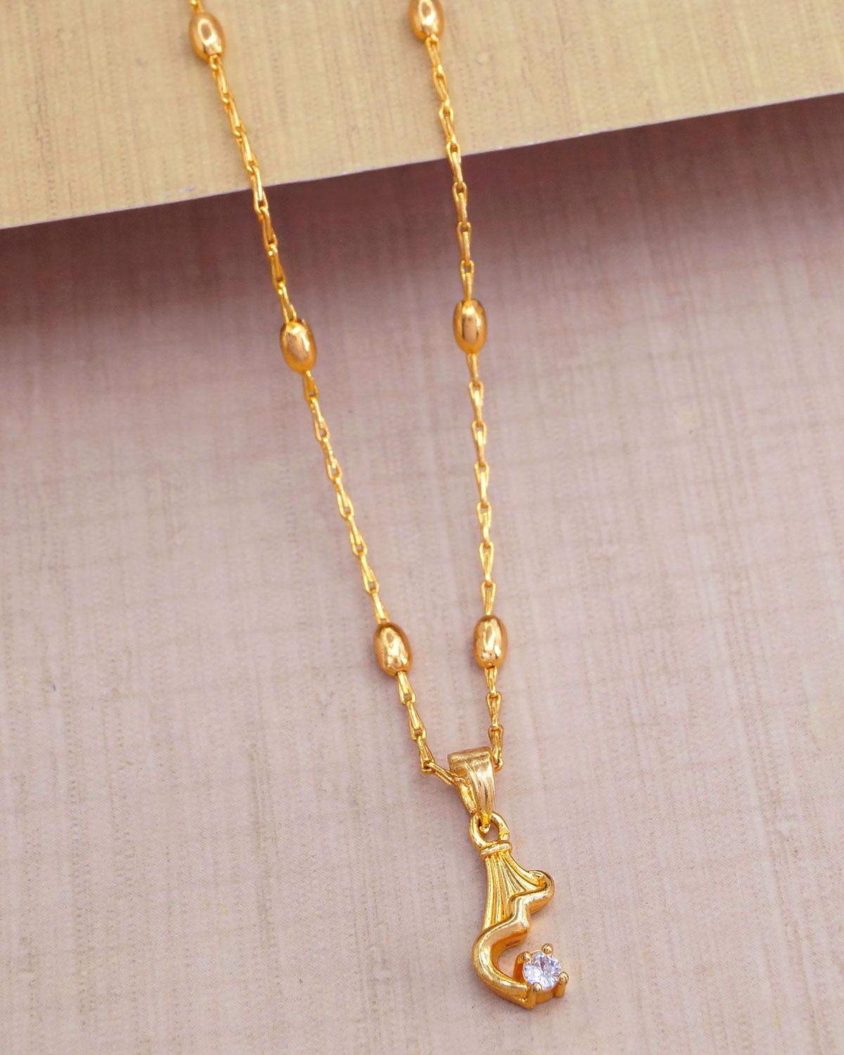 Light Weight Gold Covering Pendant With Beads Chain