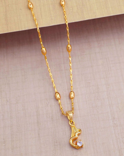 Light Weight Gold Covering Pendant With Beads Chain