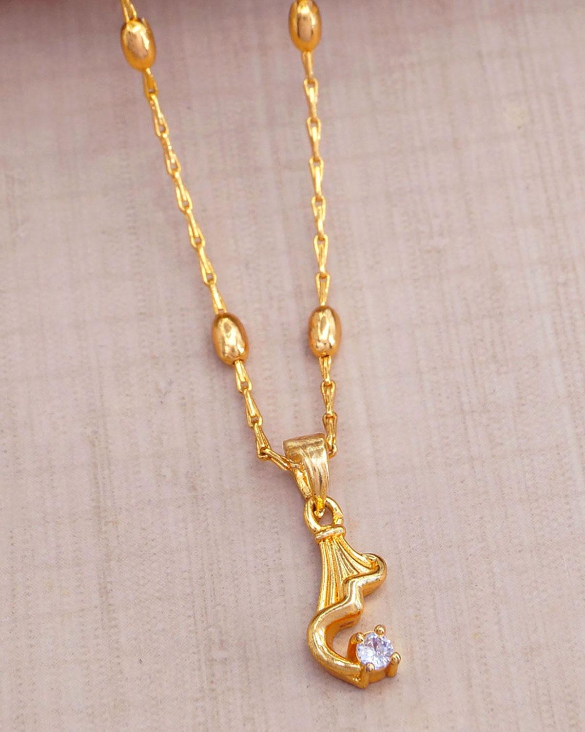 Light Weight Gold Covering Pendant With Beads Chain