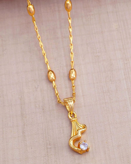 Light Weight Gold Covering Pendant With Beads Chain