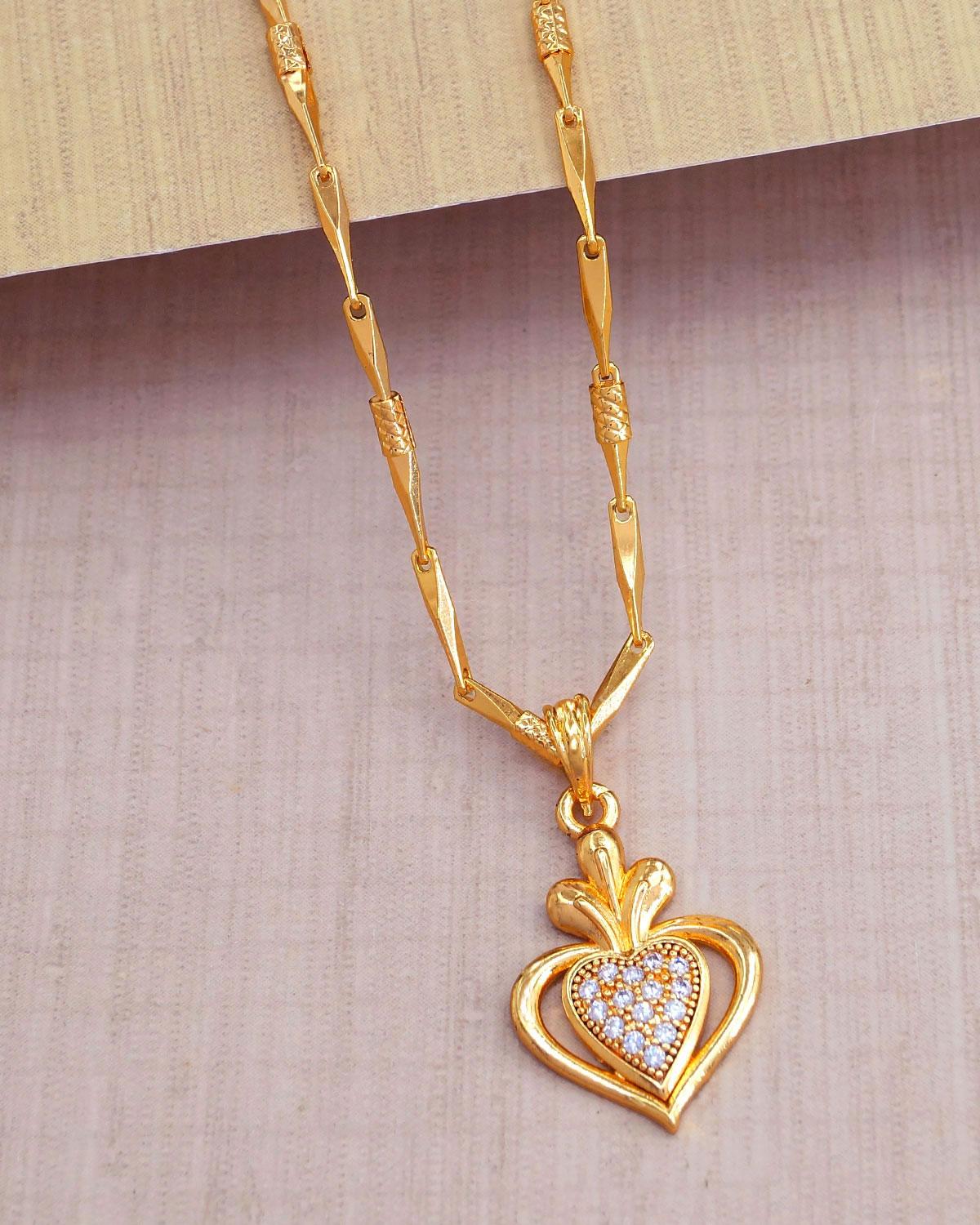 One Gram Gold Pendant Heart Locket Chain