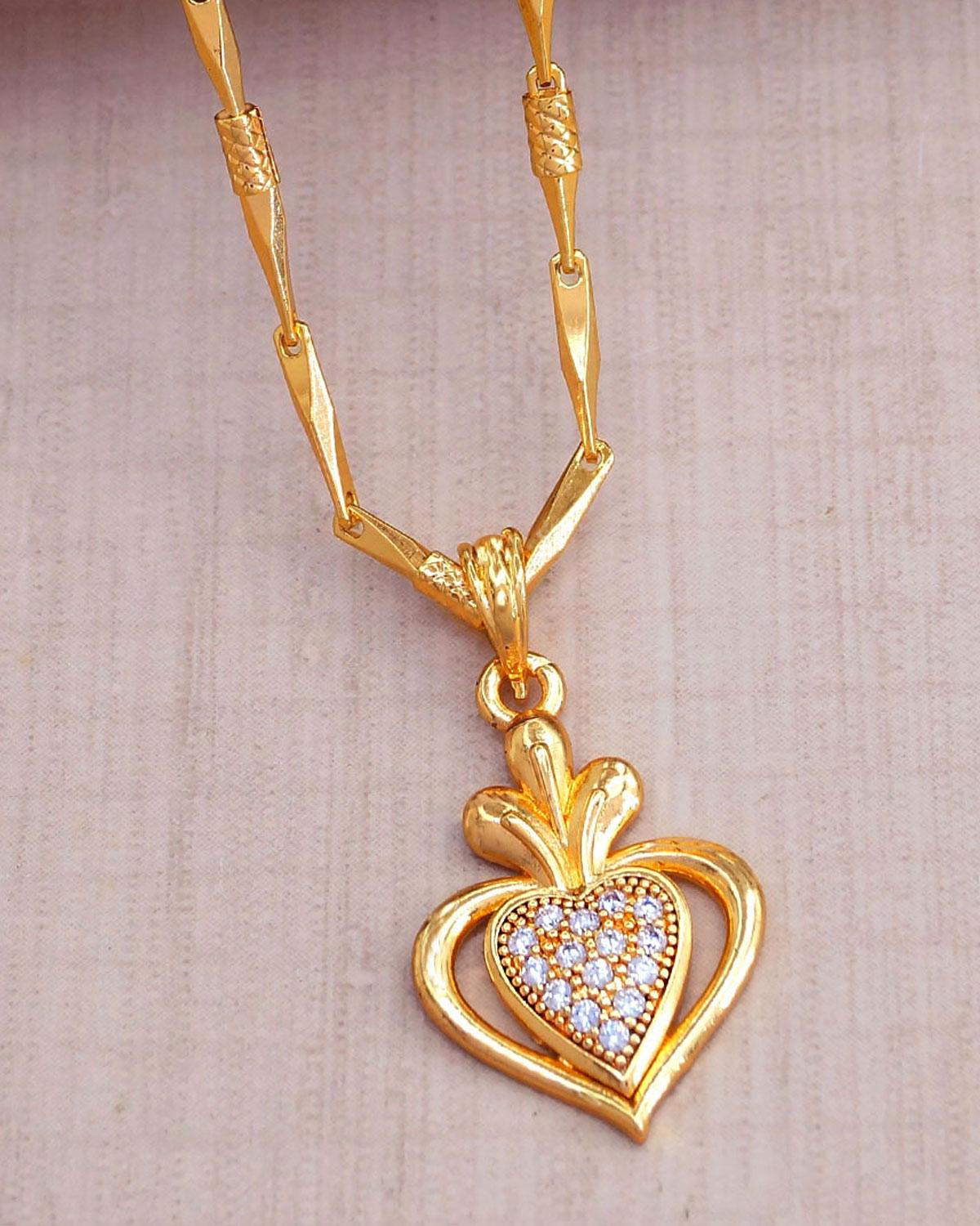 One Gram Gold Pendant Heart Locket Chain