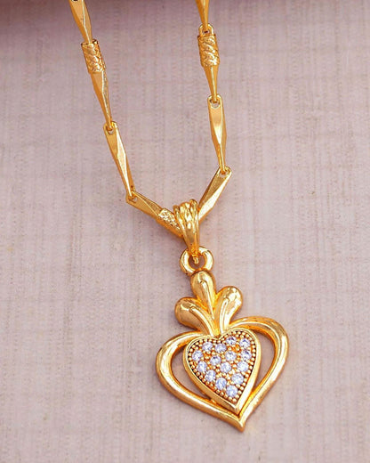 One Gram Gold Pendant Heart Locket Chain