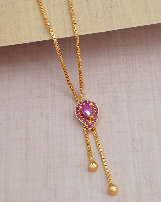 Ruby Stone Mango Pendant Gold Necklace Design For Women