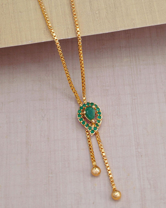 Simple Look Emerald Stone Necklace Mango Design