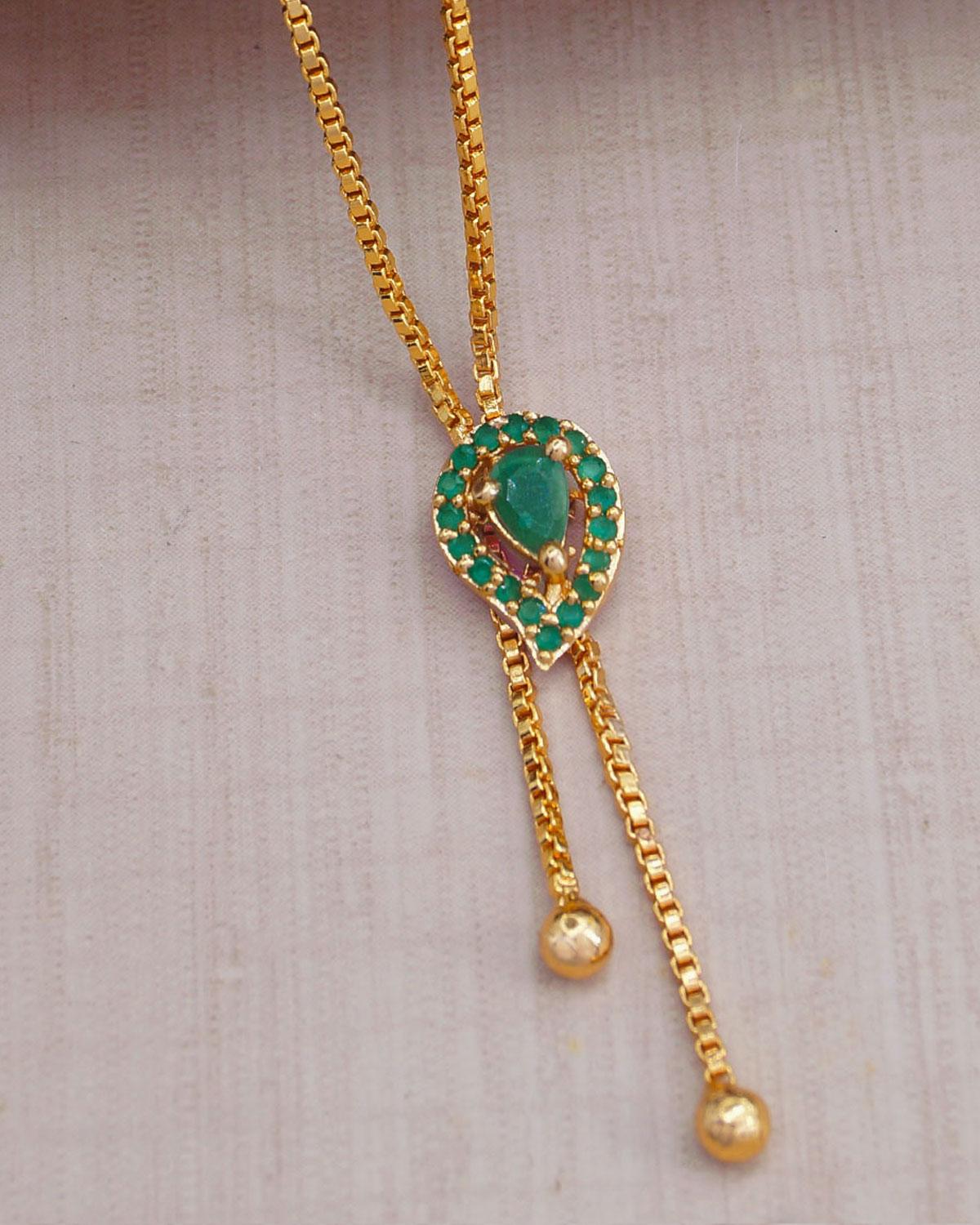 Simple Look Emerald Stone Necklace Mango Design