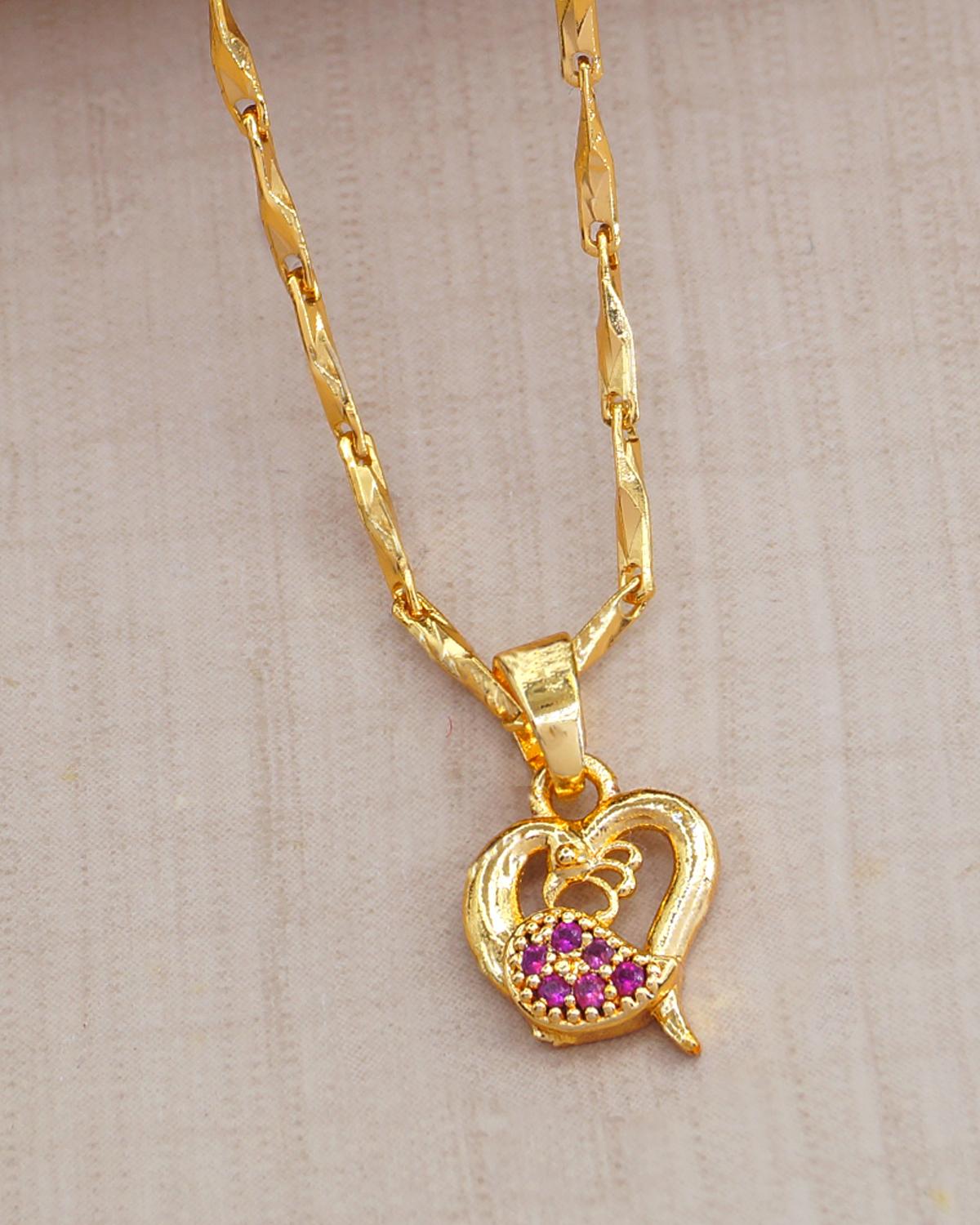 Ruby Stone Heart Pendant Necklace ISMDR2171