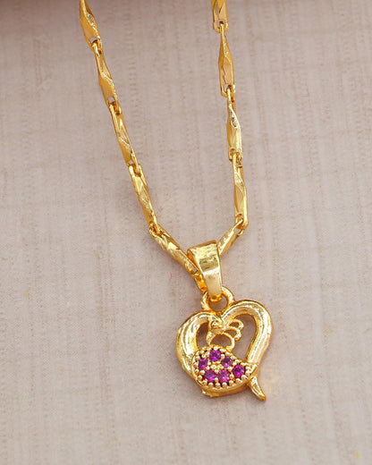 Ruby Stone Heart Pendant Necklace ISMDR2171