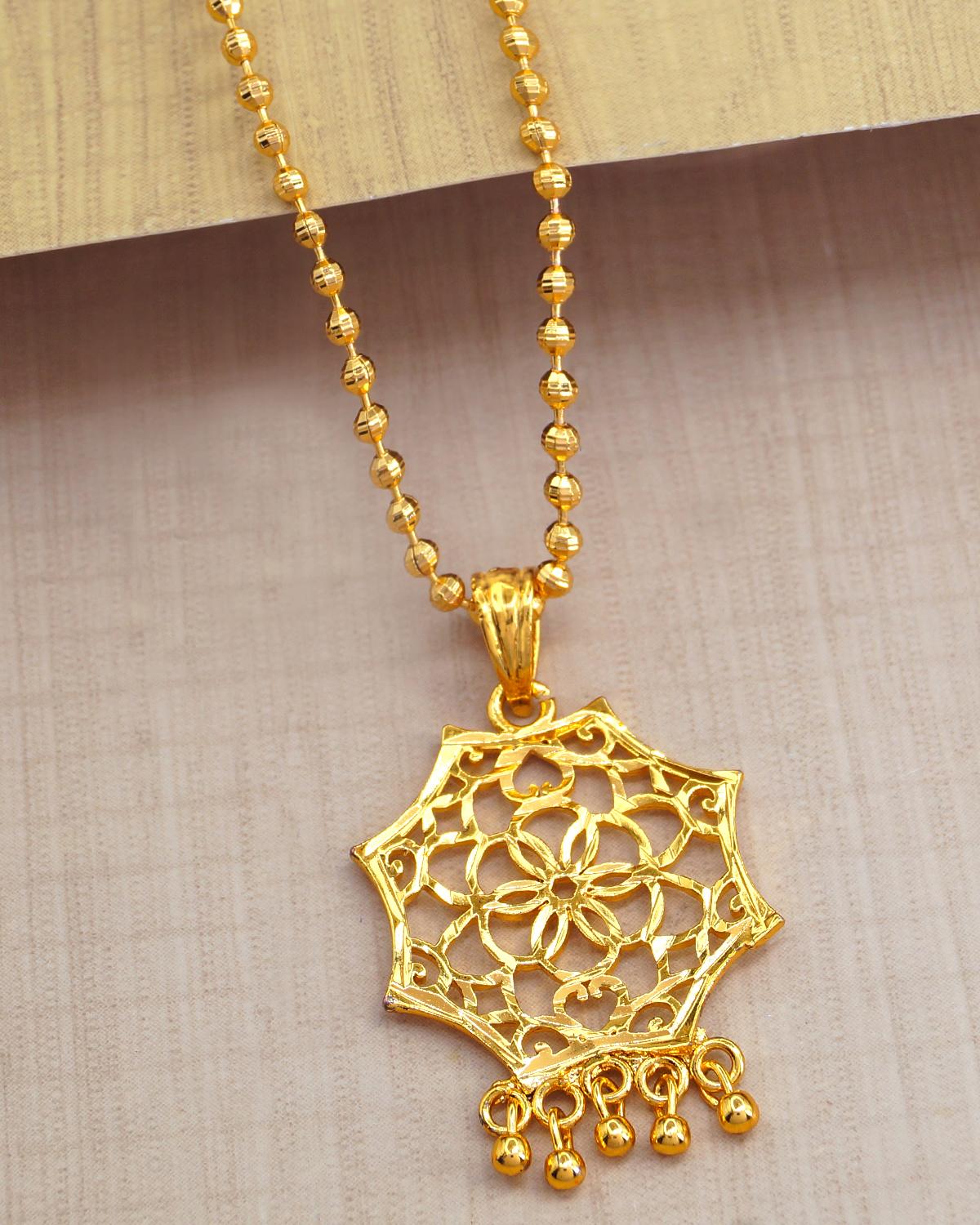 Real Gold Design Plain Pendant With Chain ISMDR2176