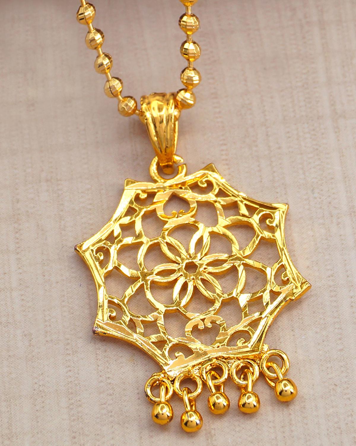 Real Gold Design Plain Pendant With Chain ISMDR2176