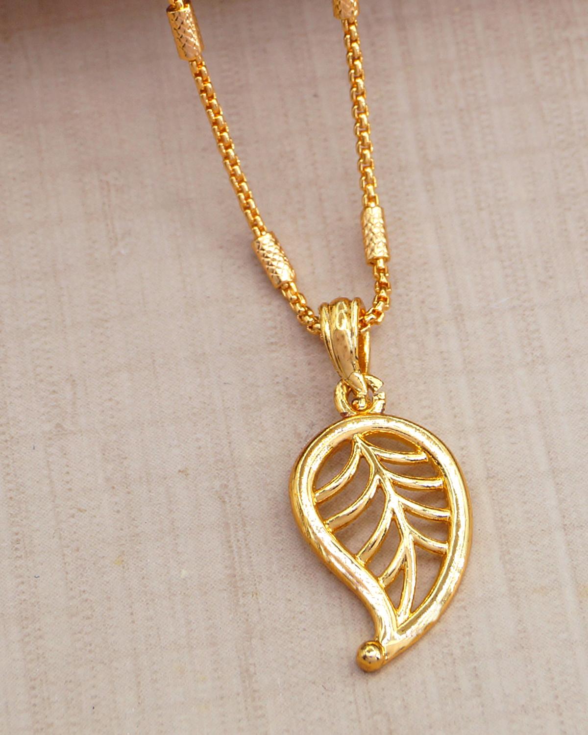 Plain Leaf Pendant With Interlock Chain ISMDR2182