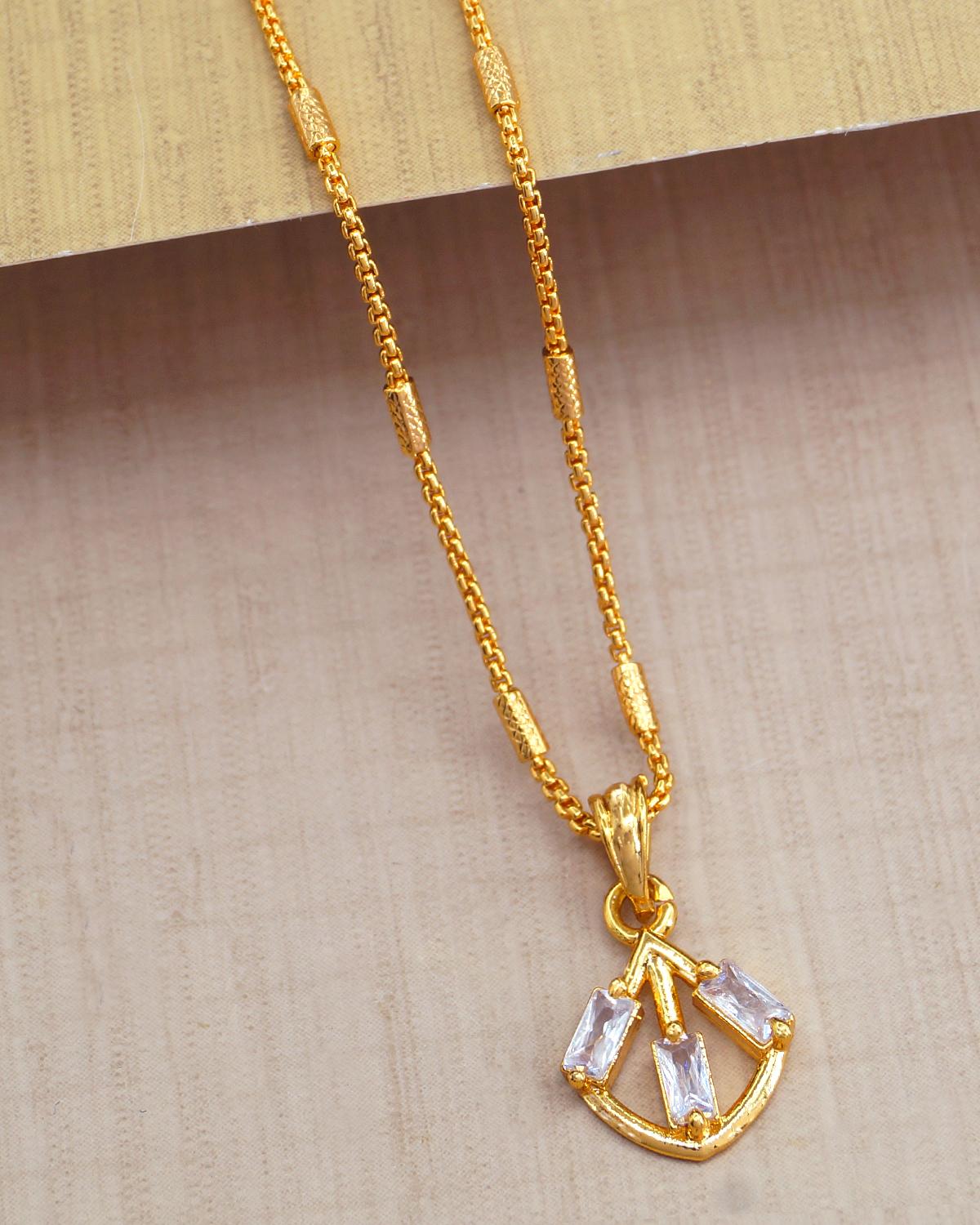 New Model White Stone Necklace Gold Chain Pendant Designs