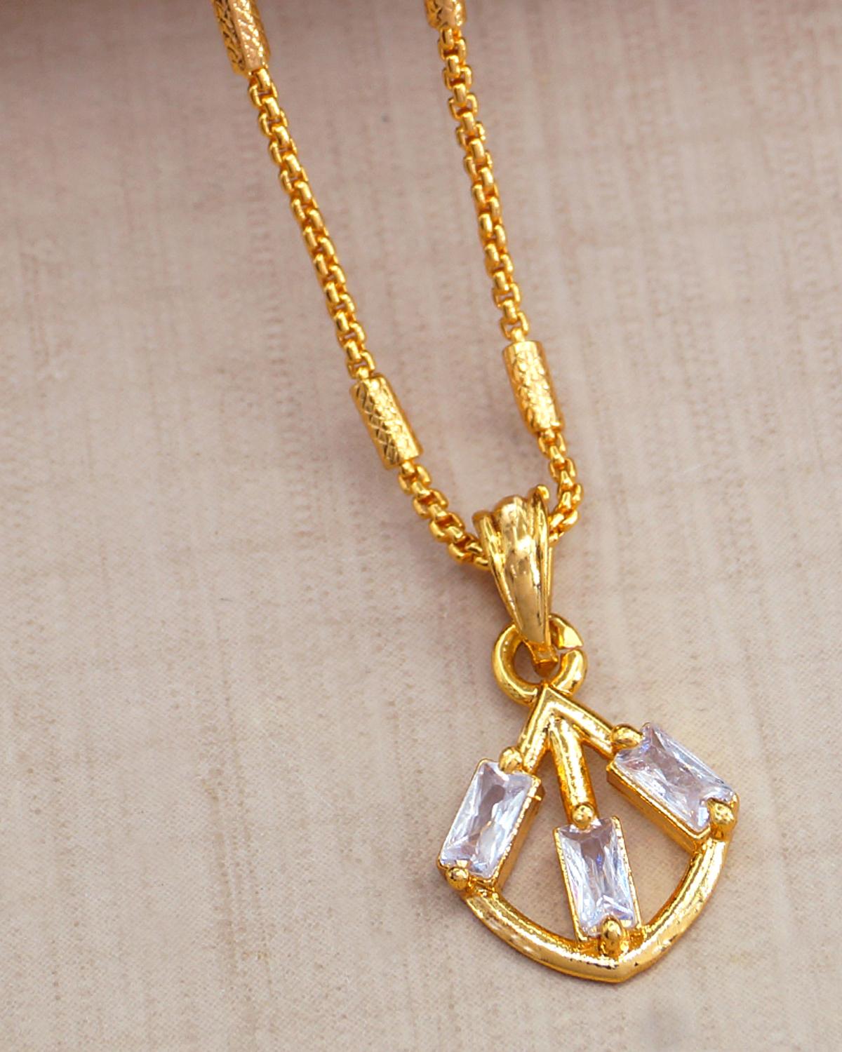 New Model White Stone Necklace Gold Chain Pendant Designs