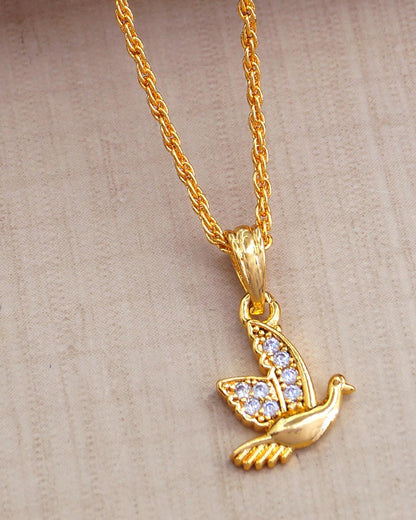 Peace Dove Pendant White Stone Necklace ISMDR2186