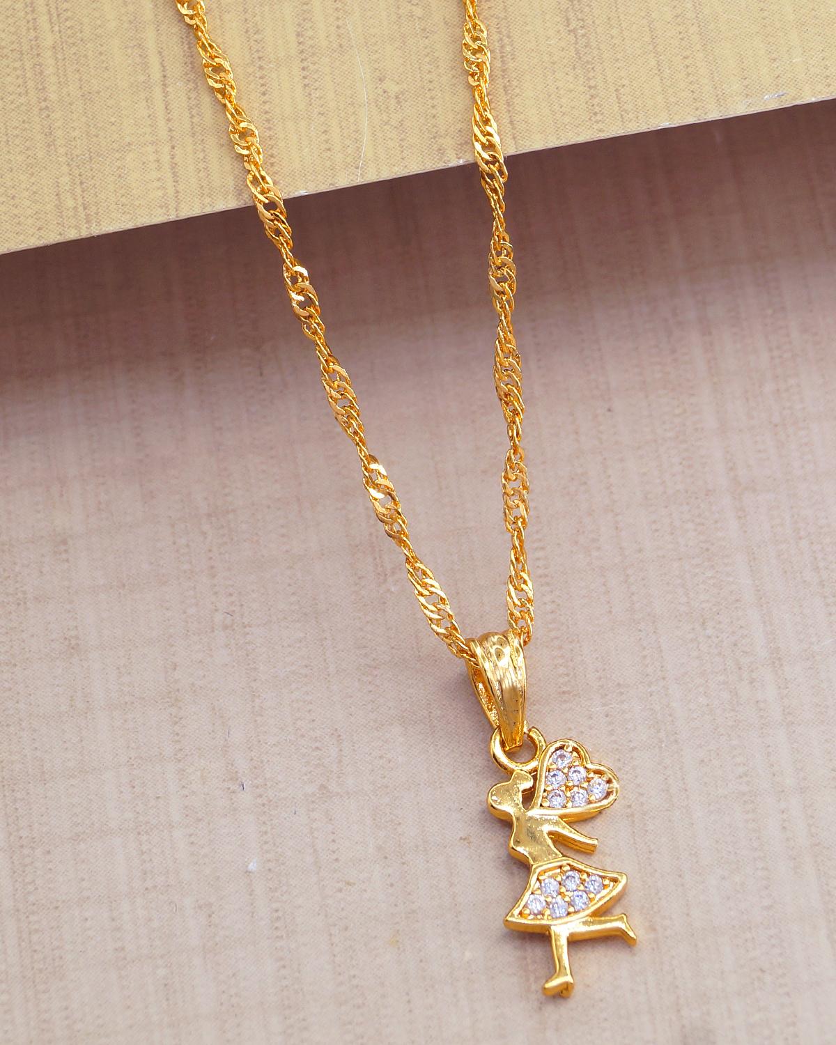 Cute Dancing Girl White Stone Necklace Fairy Pendant Chain