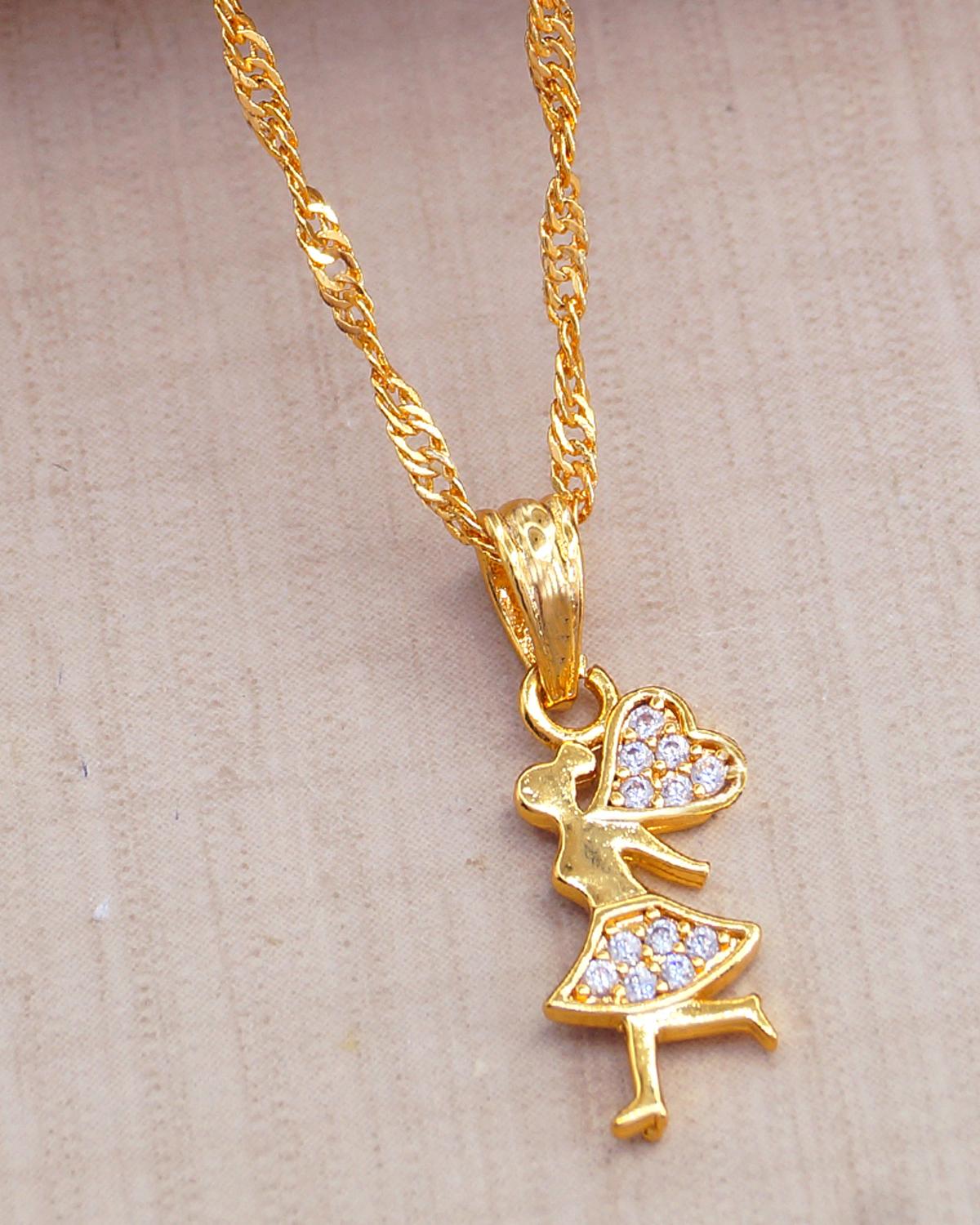 Cute Dancing Girl White Stone Necklace Fairy Pendant Chain