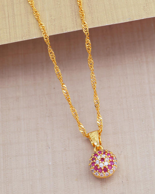 Ruby White Ball Pendant Spiral Chain ISMDR2189