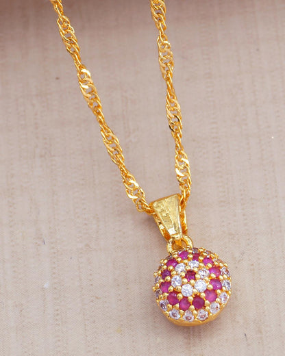 Ruby White Ball Pendant Spiral Chain ISMDR2189