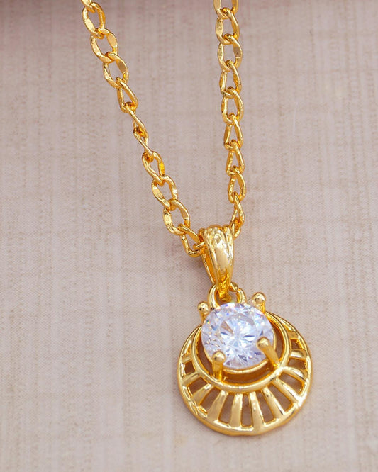 Radiant Gold Plated Necklace White Stone ISMDR2192