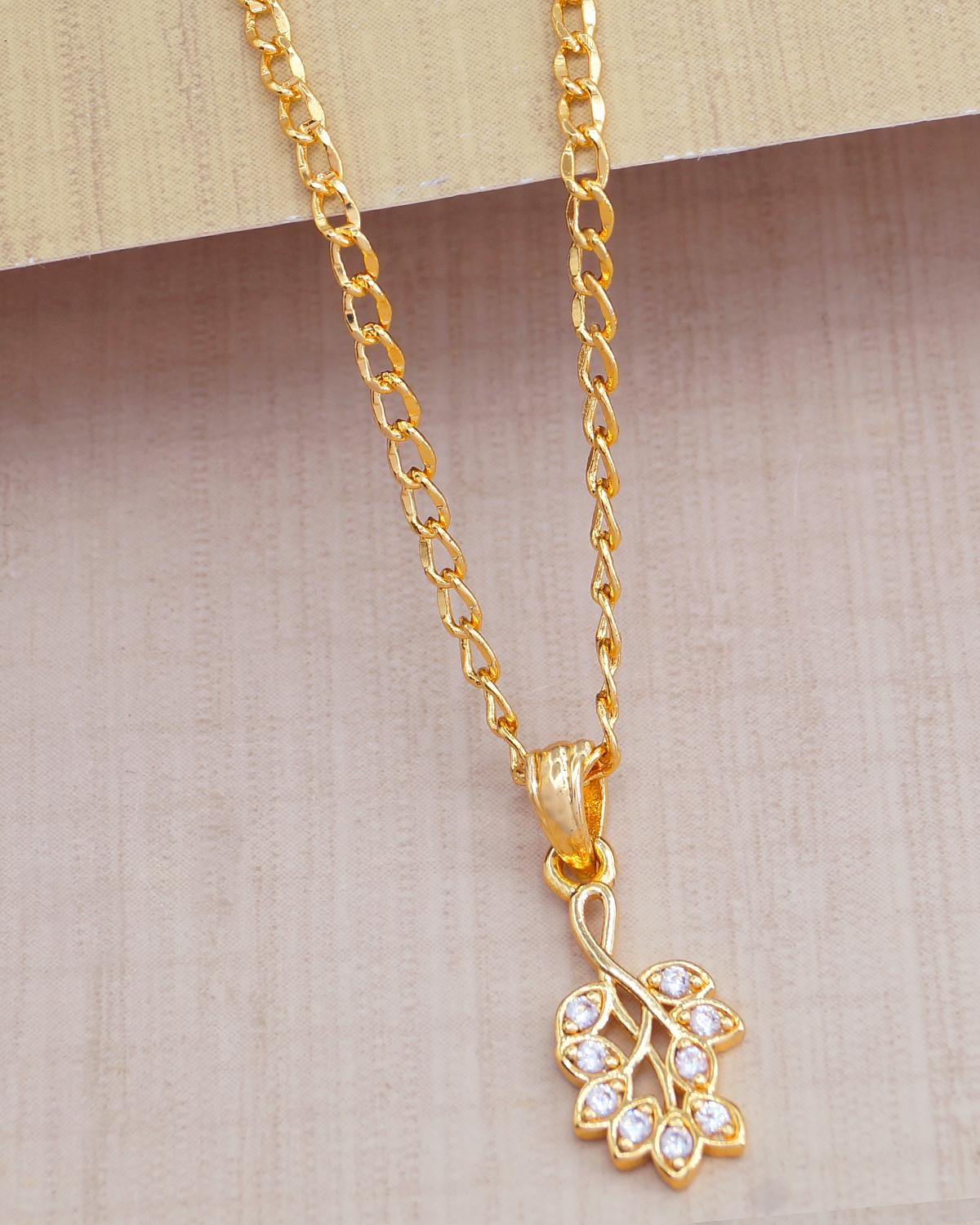 Gold Plated Leaf Pendant Necklace ISMDR2193