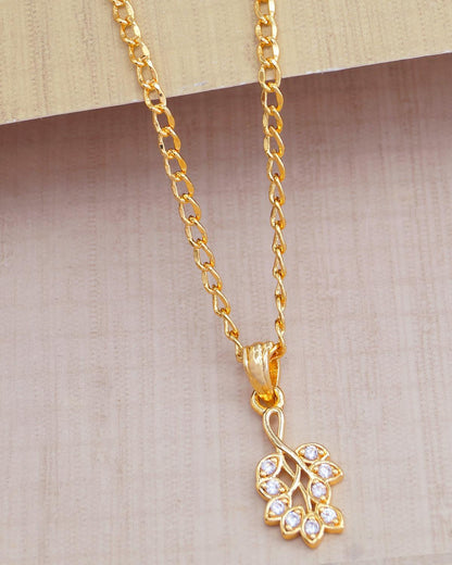 Gold Plated Leaf Pendant Necklace ISMDR2193