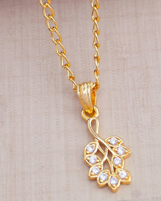 Gold Plated Leaf Pendant Necklace ISMDR2193