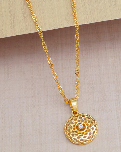 Short Spiral Gold Chain With Pendant ISMDR2195