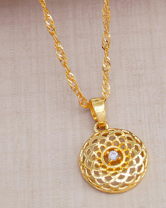 Short Spiral Gold Chain With Pendant ISMDR2195