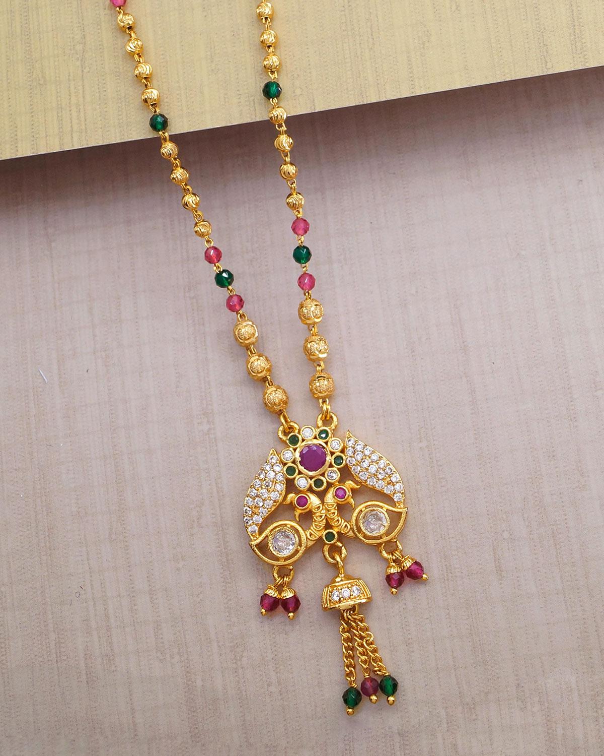 College Girls Jewelry Daily Wear Gold Peacock Pendant