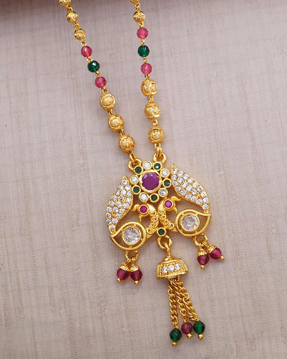 College Girls Jewelry Daily Wear Gold Peacock Pendant