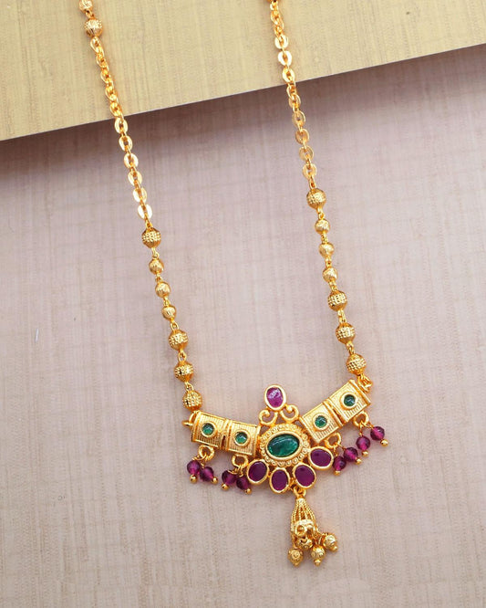Stylish Daily Wear Gold Plated Mangalsutra Pendant Design