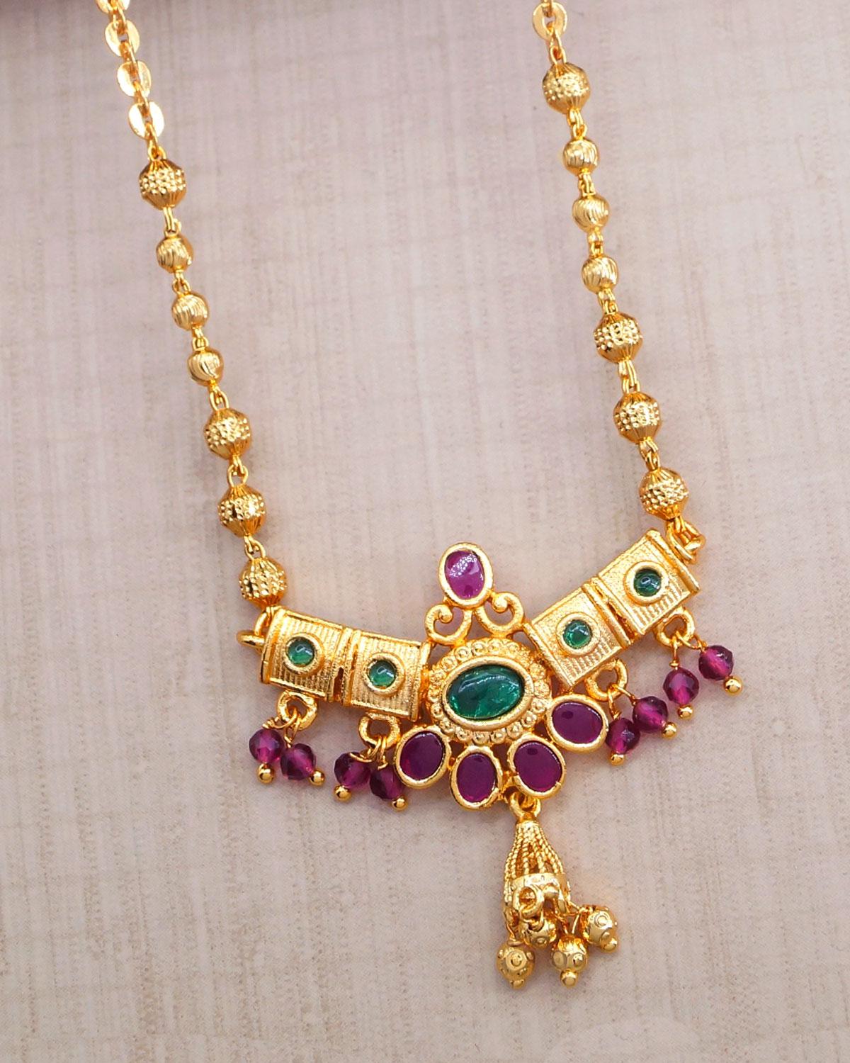 Stylish Daily Wear Gold Plated Mangalsutra Pendant Design