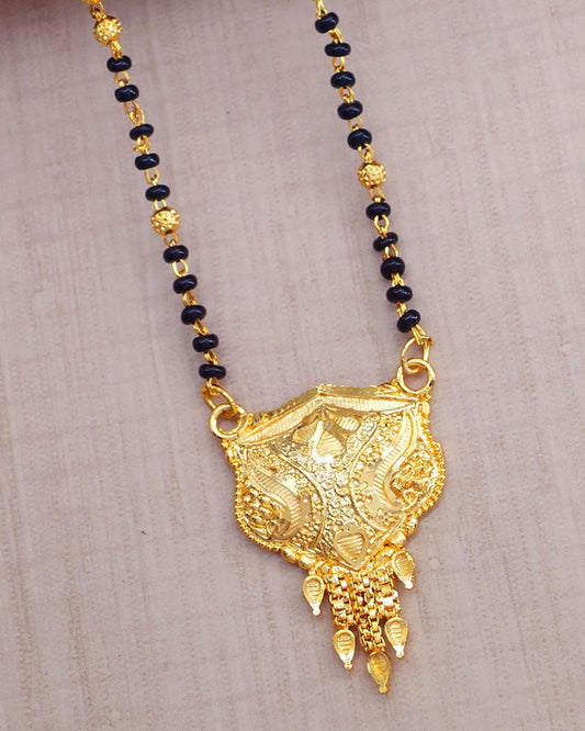 2 Gram Gold Tanmaniya Black Beads Mangalsutra Daily Wear Chain for Married Women