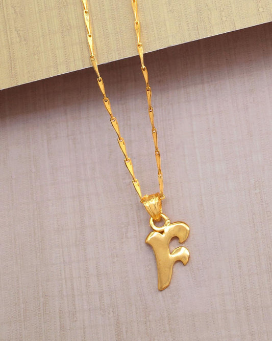 Alphabet F Pure Gold Pendant With Chain Designs Shop Online