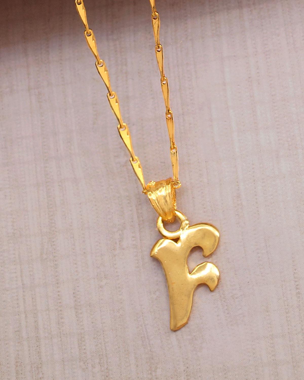 Alphabet F Pure Gold Pendant With Chain Designs Shop Online