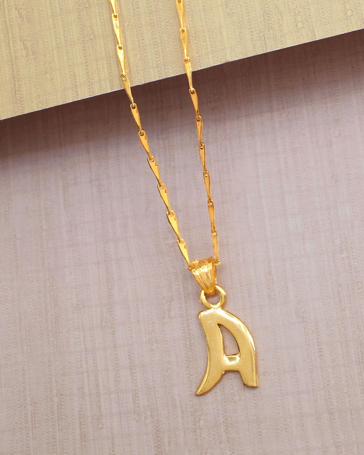 1 Gram Gold Letter A Name Pendant With Daily Wear Chain Shop Online