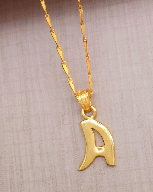 1 Gram Gold Letter A Name Pendant With Daily Wear Chain Shop Online