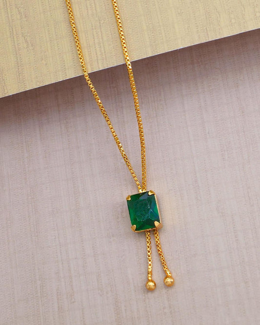 Green Emerald Pendant Short Chain Designs